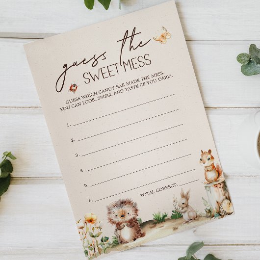 Woodland Animals Baby Showraten Sweet Mess Game Flyer