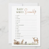 Woodland Animals Baby Word Scramble Game Card Einladung (Vorderseite)