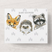 Woodland Animals Babydusche All In One Einladung (Rückseite)