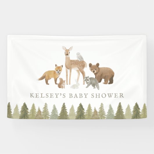 Woodland Animals Babydusche Banner (Horizontal)