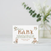 Woodland Animals Babydusche Boho Buchanfrage Begleitkarte (Stehend Vorderseite)