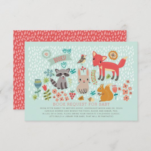 Woodland Animals Babydusche Buchanfrage Einladung (Vorne/Hinten)