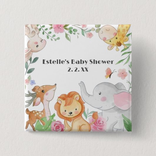 Woodland Animals Babydusche Button (Vorderseite)