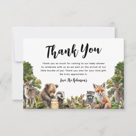 Woodland Animals Babydusche Dankeskarte (Vorderseite)