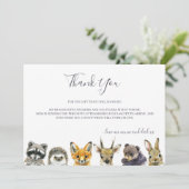 Woodland Animals Babydusche Dankeskarte (Stehend Vorderseite)