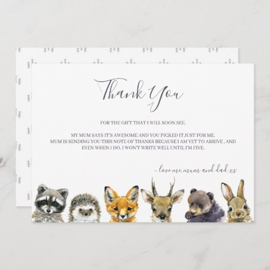 Woodland Animals Babydusche Dankeskarte (Vorne/Hinten)