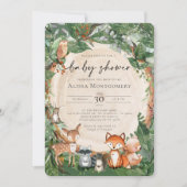 Woodland Animals Babydusche Einladung (Vorderseite)