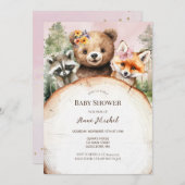 Woodland Animals Babydusche Einladung (Vorne/Hinten)