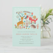 Woodland Animals Babydusche Einladung (Stehend Vorderseite)