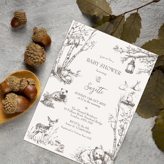 Woodland Animals Babydusche Einladung