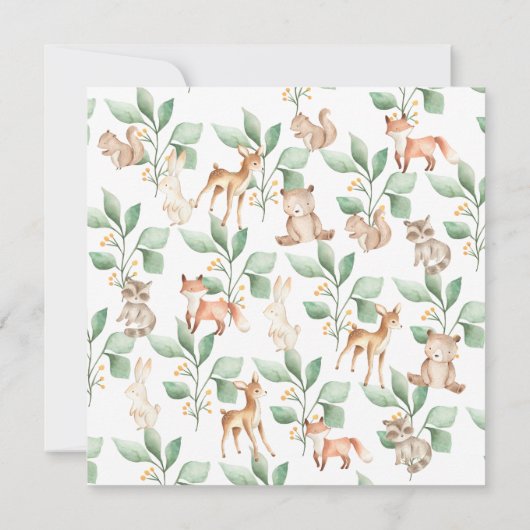 Woodland Animals Babydusche Einladung (Rückseite)