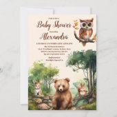 Woodland Animals Babydusche Einladung (Vorderseite)