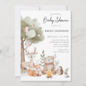 Woodland Animals Babydusche Einladung (Vorderseite)
