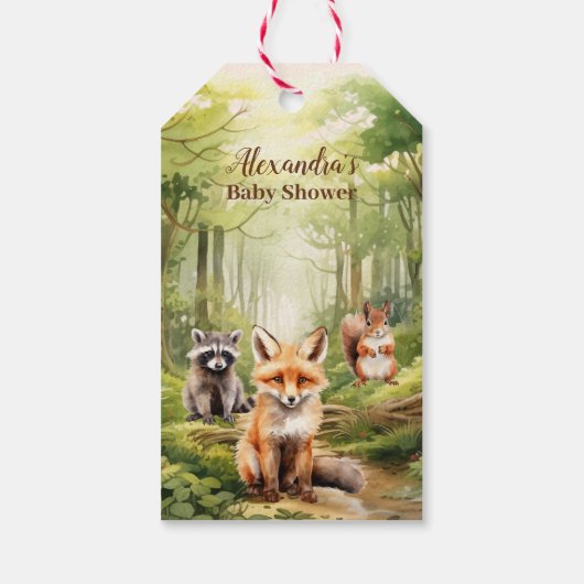 Woodland Animals Babydusche Geschenkanhänger (Rückseite)