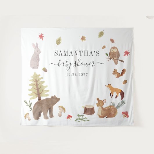 Woodland Animals Babydusche Hintergrund Foto Prop Wandteppich (Vorderseite (Horizontal))