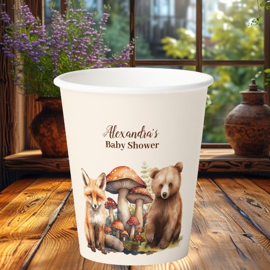 Woodland Animals Babydusche Pappbecher