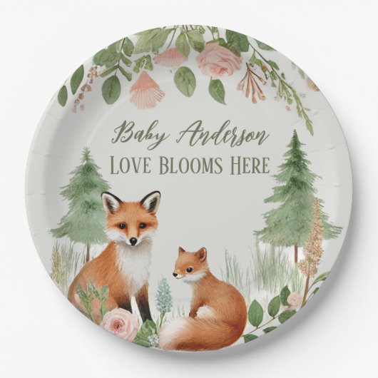 Woodland Animals Babydusche Pappteller (Vorderseite)