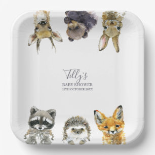 Woodland Animals Babydusche Pappteller