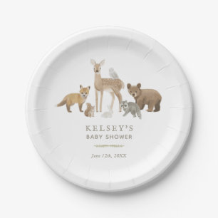Woodland Animals Babydusche Pappteller
