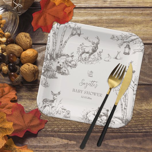 Woodland Animals Babydusche Pappteller