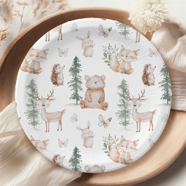 Woodland Animals Babydusche Pappteller