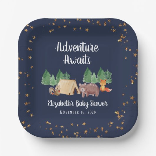Woodland Animals Babydusche Pappteller (Vorderseite)