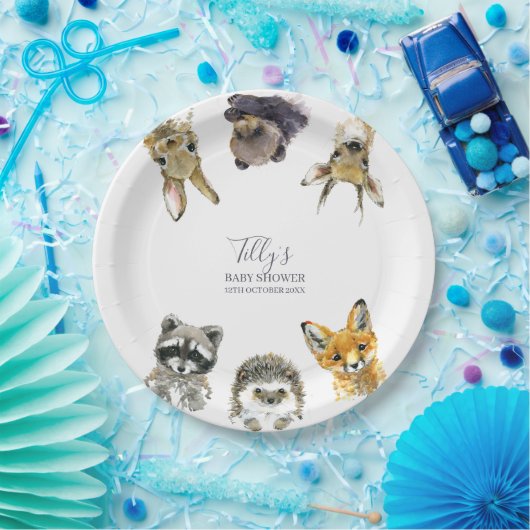 Woodland Animals Babydusche Pappteller (Party)
