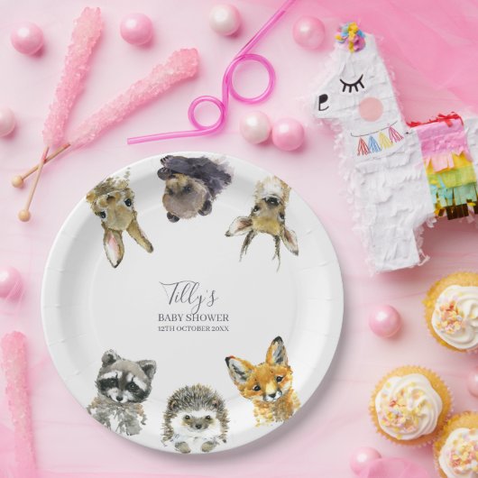 Woodland Animals Babydusche Pappteller (Party)