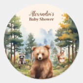 Woodland Animals Babydusche Runder Aufkleber (Vorderseite)