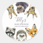 Woodland Animals Babydusche Runder Aufkleber (Vorderseite)