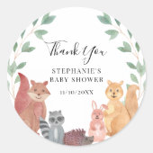 Woodland Animals Babydusche Runder Aufkleber (Vorderseite)