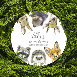Woodland Animals Babydusche Runder Aufkleber