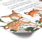 Woodland Animals Babydusche Sage kein Baby-Zeichen Poster (Ecke)
