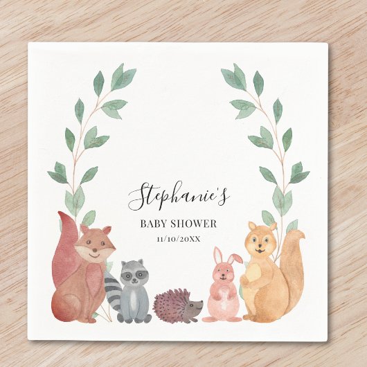 Woodland Animals Babydusche Serviette