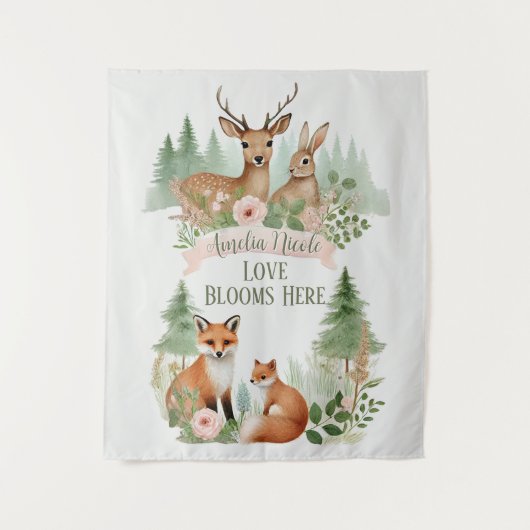 Woodland Animals Babydusche Wandteppich (Vorderseite)