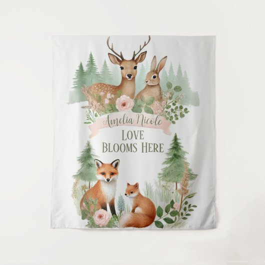 Woodland Animals Babydusche Wandteppich (Vorderseite)