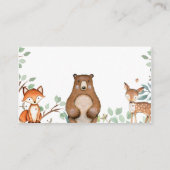 Woodland Animals Babydusche Windelwaschkarte Begleitkarte (Rückseite)