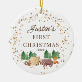 Woodland Animals Baby's First Christmas Keramik Ornament (Vorne)