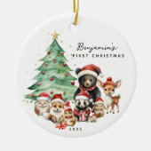 Woodland Animals Baby's First Christmas Keramik Ornament (Vorne)