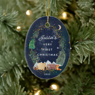 Woodland Animals Baby's First Christmas Keramik Ornament