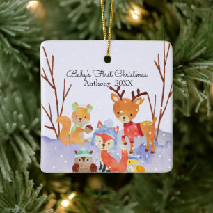 Woodland Animals Baby's First Christmas Keramikornament