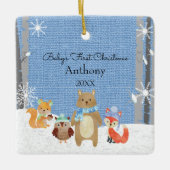 Woodland Animals Baby's First Christmas Keramikornament (Vorderseite)
