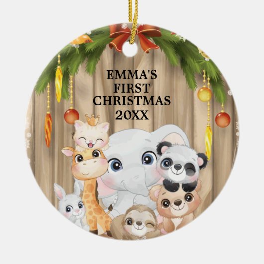 Woodland Animals Baby's First Christmas Ornament (Vorne)