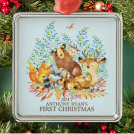 Woodland Animals Baby's First Christmas Ornament