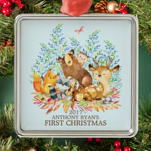 Woodland Animals Baby's First Christmas Ornament