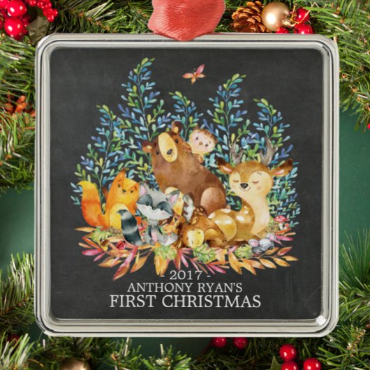 Woodland Animals Baby's First Christmas Ornament
