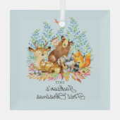 Woodland Animals Baby's First Christmas Ornament Aus Glas (Rückseite)