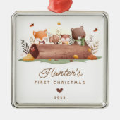Woodland Animals Baby's First Christmas Ornament Aus Metall (Vorne)