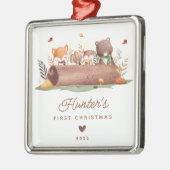 Woodland Animals Baby's First Christmas Ornament Aus Metall (Links)
