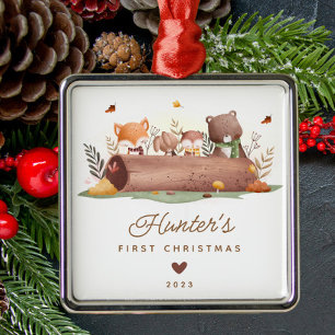 Woodland Animals Baby's First Christmas Ornament Aus Metall